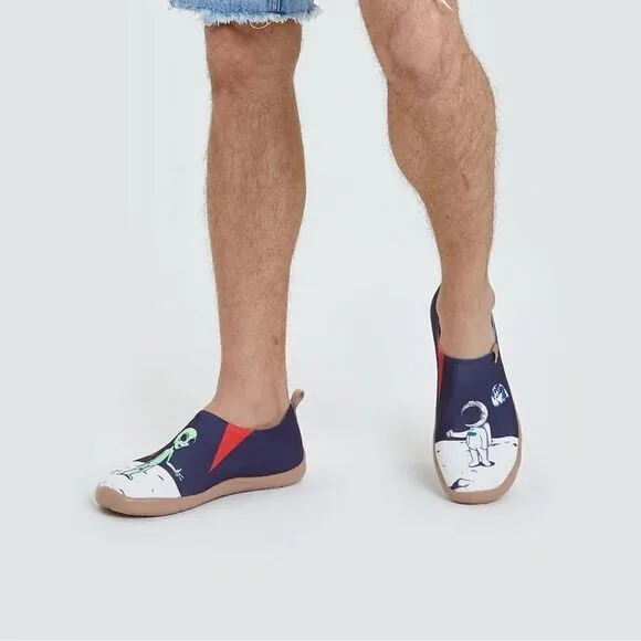 UIN Men's Slip Ons Canvas Flats Walking Casual Loafers Shoes (Nice To Meet U)