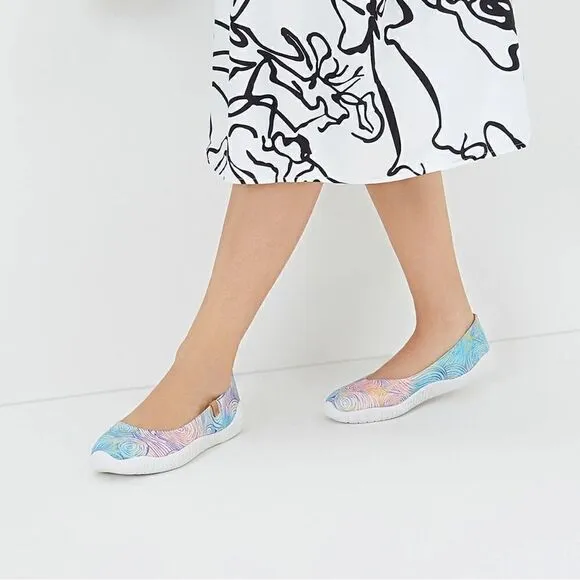 UIN Women's Ballet Slip On Casual Loafers (Van Gogh w Cypresses V3 Menorca)