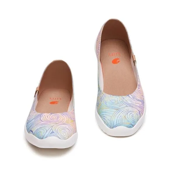 UIN Women's Ballet Slip On Casual Loafers (Van Gogh w Cypresses V3 Menorca)