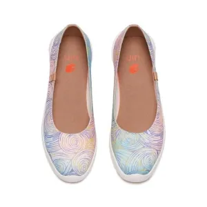 UIN Women's Ballet Slip On Casual Loafers (Van Gogh w Cypresses V3 Menorca)