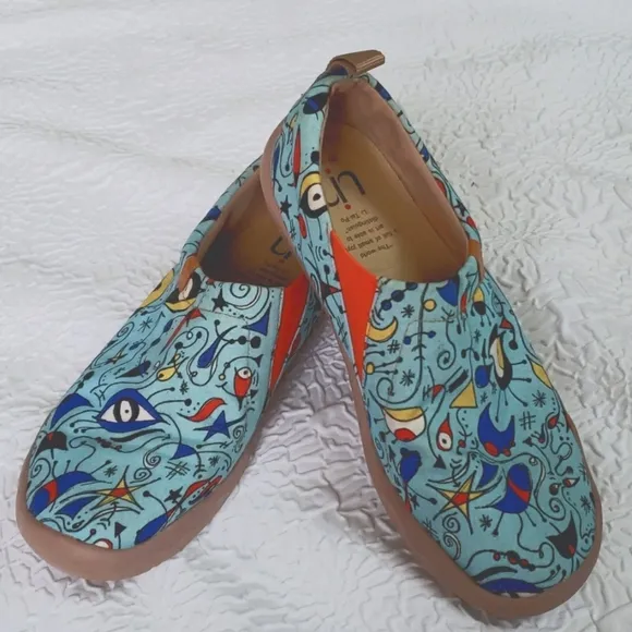 UIN Women's Blue Ocean Travel Fashion Walking Art Painted Shoe Size 10