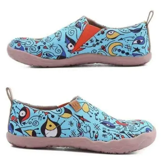 UIN Women's Blue Ocean Travel Fashion Walking Art Painted Shoe Size 10