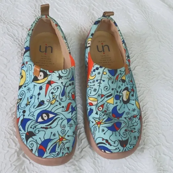 UIN Women's Blue Ocean Travel Fashion Walking Art Painted Shoe Size 10