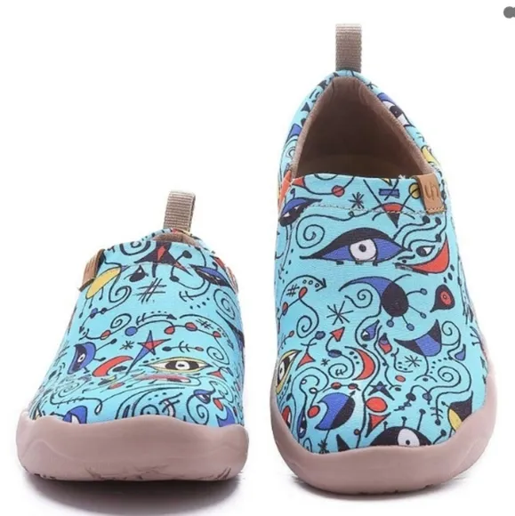 UIN Women's Blue Ocean Travel Fashion Walking Art Painted Shoe Size 10
