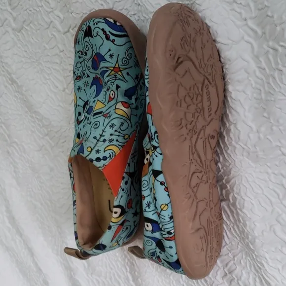 UIN Women's Blue Ocean Travel Fashion Walking Art Painted Shoe Size 10