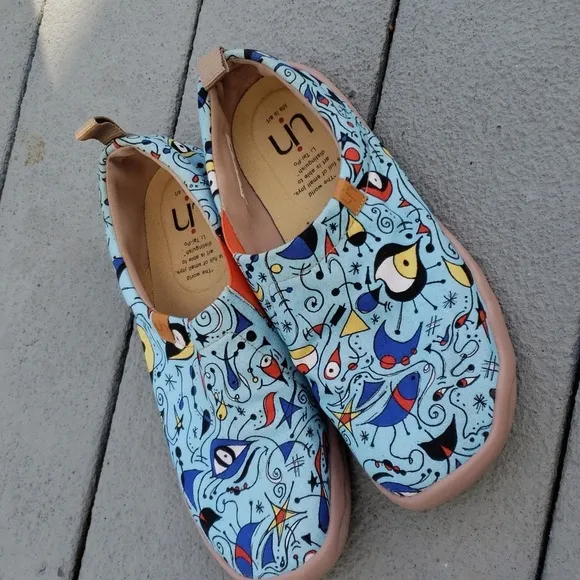 UIN Women's Blue Ocean Travel Fashion Walking Art Painted Shoe Size 10