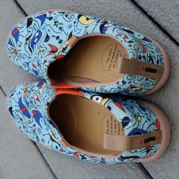 UIN Women's Blue Ocean Travel Fashion Walking Art Painted Shoe Size 10