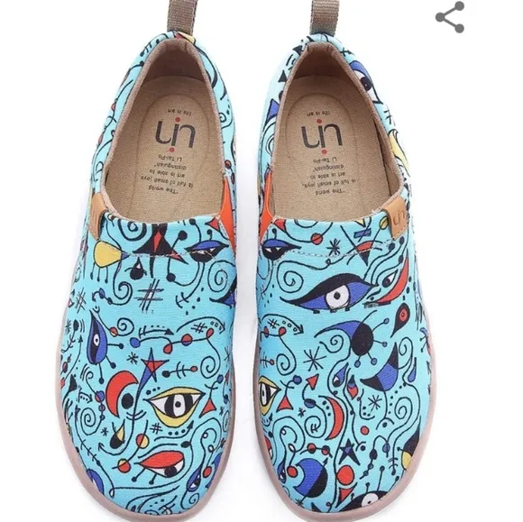 UIN Women's Blue Ocean Travel Fashion Walking Art Painted Shoe Size 10