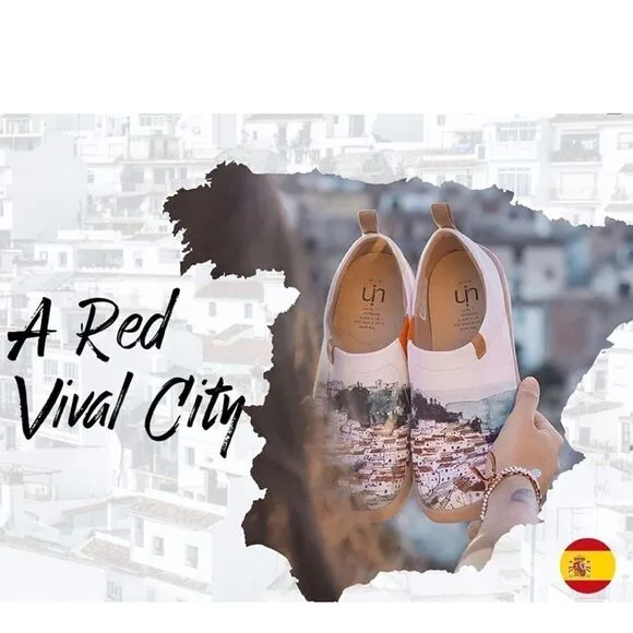 UIN Women's Slip On  Casual Loafers Walking Shoes (a red vival city)