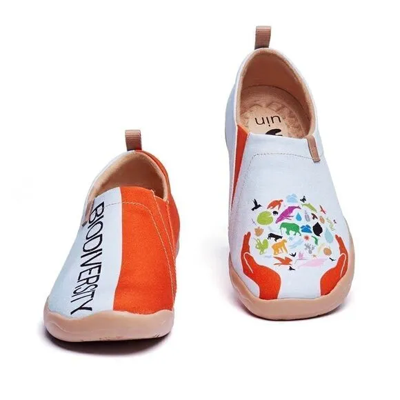 UIN Women's Canvas Slip-On Ladies Travel Shoes (Hopeful World - Toledo)