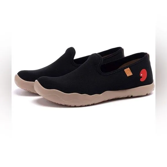 UIN Women's Loafers Comfort Walking Casual Travel Shoes (Barcelona Canvas Black)