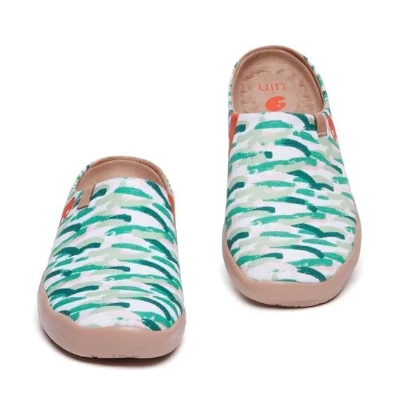 UIN Women's Slip On Mules Wide Toe Clog Casual Shoes (Van Gogh w/ Cypresses V2)