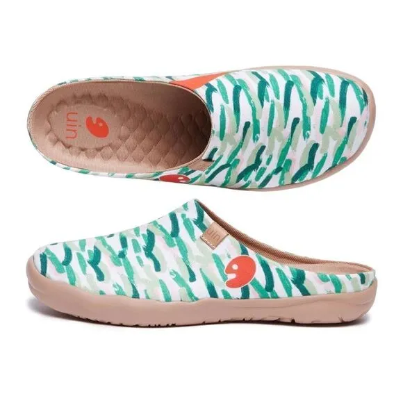 UIN Women's Slip On Mules Wide Toe Clog Casual Shoes (Van Gogh w/ Cypresses V2)