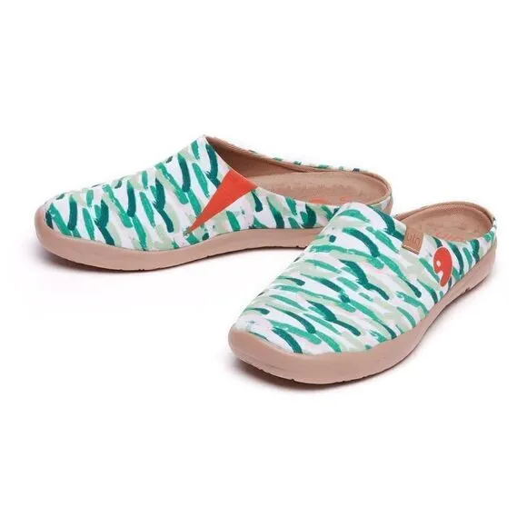 UIN Women's Slip On Mules Wide Toe Clog Casual Shoes (Van Gogh w/ Cypresses V2)