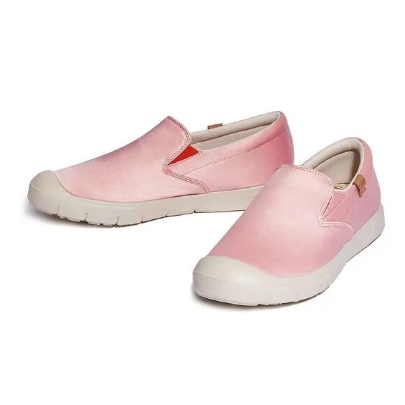 UIN Women's Sneakers Walking Casual Slip Ons Loafers (Rosy Pink Silk Cadiz I）