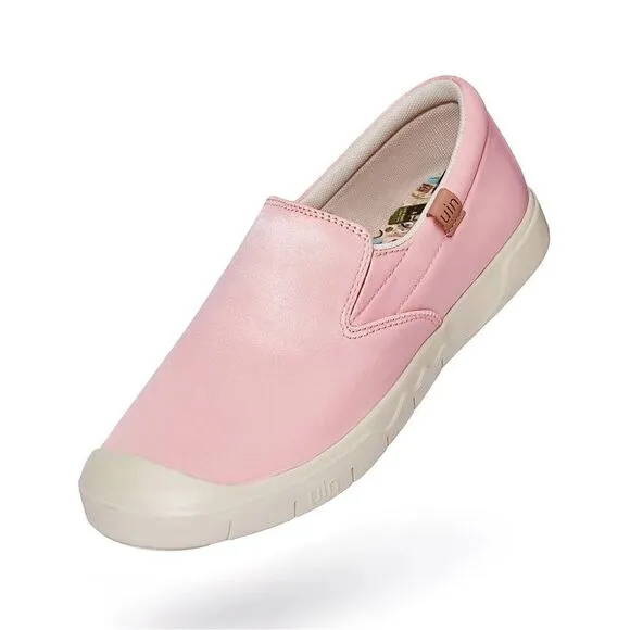 UIN Women's Sneakers Walking Casual Slip Ons Loafers (Rosy Pink Silk Cadiz I）