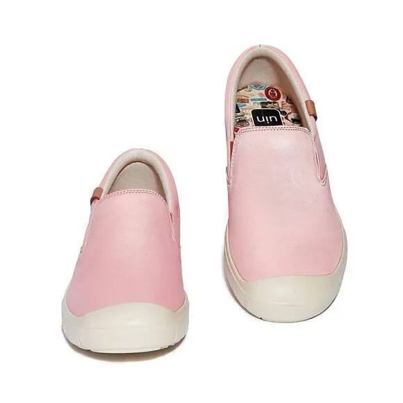 UIN Women's Sneakers Walking Casual Slip Ons Loafers (Rosy Pink Silk Cadiz I）