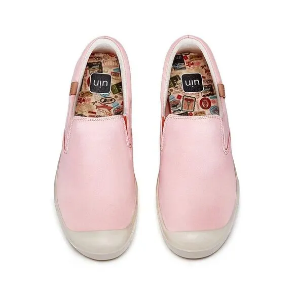 UIN Women's Sneakers Walking Casual Slip Ons Loafers (Rosy Pink Silk Cadiz I）