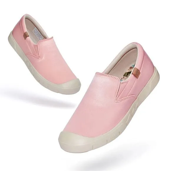 UIN Women's Sneakers Walking Casual Slip Ons Loafers (Rosy Pink Silk Cadiz I）