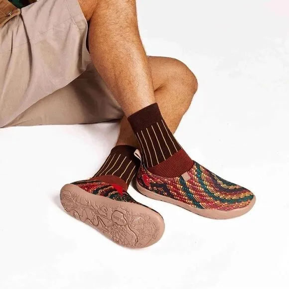 UIN Men's Casual Walking Travel Shoes Slip On Knitted Loafers (Indian Soul)