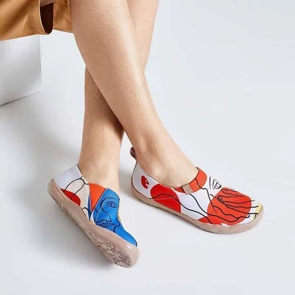 UIN Men's Loafers Shoes Slip On Canvas Walking Shoes (Musing Girl)