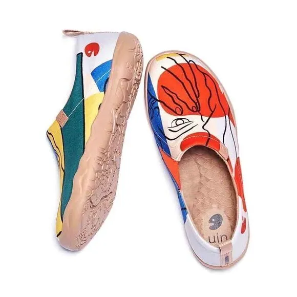 UIN Men's Loafers Shoes Slip On Canvas Walking Shoes (Musing Girl)