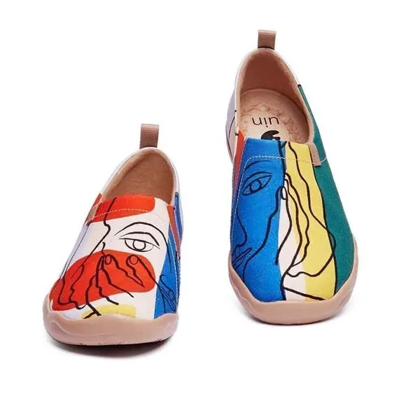 UIN Men's Loafers Shoes Slip On Canvas Walking Shoes (Musing Girl)