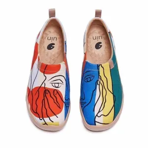 UIN Men's Loafers Shoes Slip On Canvas Walking Shoes (Musing Girl)