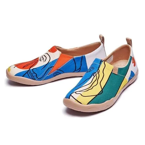 UIN Men's Loafers Shoes Slip On Canvas Walking Shoes (Musing Girl)