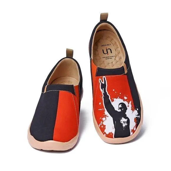 UIN Men's Walking Shoes Slip On Canvas Casual Comfort Loafers (Rust in Peace)