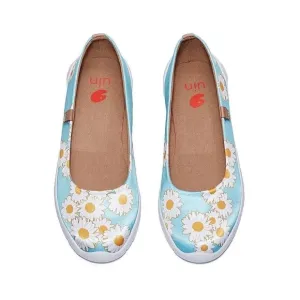 UIN Women's Ballet Flats Slip On Pointed Toe Casual Loafers (Daisy Dew- Menorca)