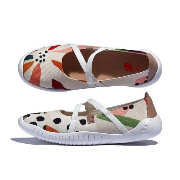 UIN Women's Ballet Slip On Casual Comfort Loafers(Hand Drawn Spring Menorca VII)