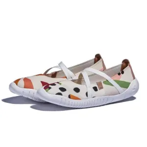 UIN Women's Ballet Slip On Casual Comfort Loafers(Hand Drawn Spring Menorca VII)