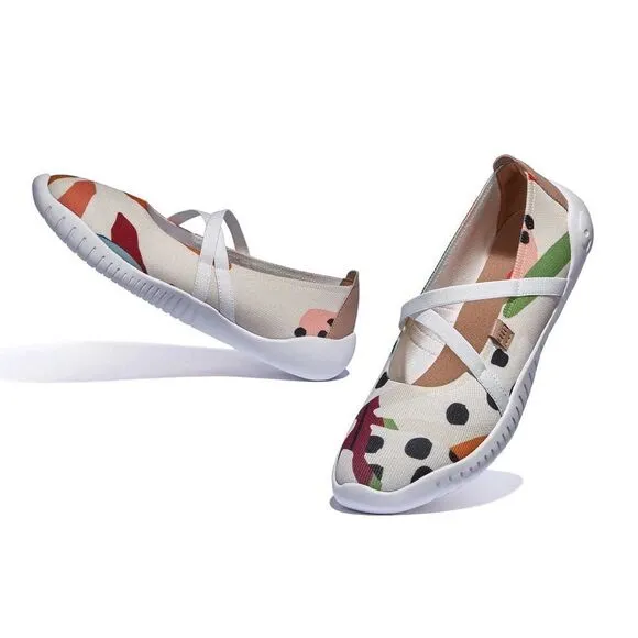 UIN Women's Ballet Slip On Casual Comfort Loafers(Hand Drawn Spring Menorca VII)