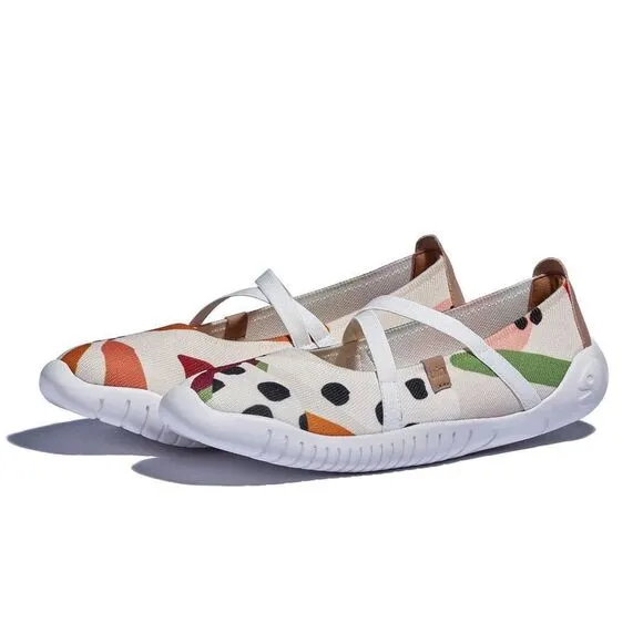 UIN Women's Ballet Slip On Casual Comfort Loafers(Hand Drawn Spring Menorca VII)