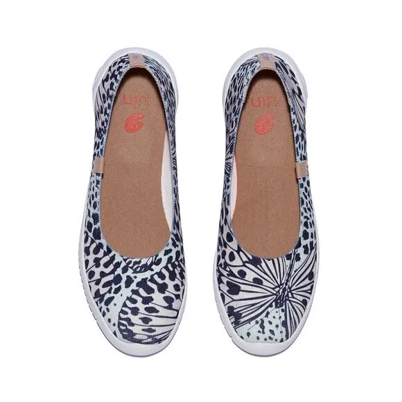 UIN Women's Ballet Slip On Casual Comfort Loafers(Leopard Butterfly Menorca III)