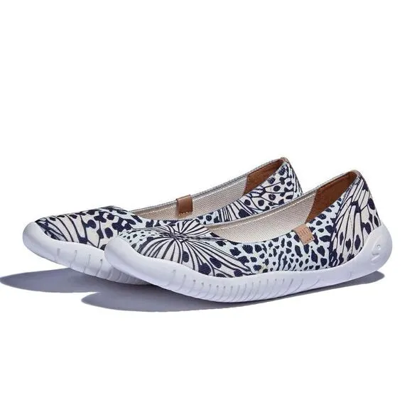 UIN Women's Ballet Slip On Casual Comfort Loafers(Leopard Butterfly Menorca III)