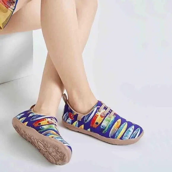 UIN Women's Canvas Sneakers Walking Casual Shoes (Moguer Shark Or Surfboard)