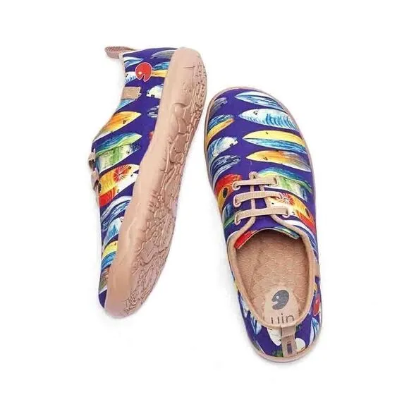 UIN Women's Canvas Sneakers Walking Casual Shoes (Moguer Shark Or Surfboard)