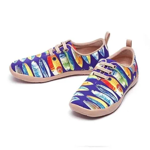 UIN Women's Canvas Sneakers Walking Casual Shoes (Moguer Shark Or Surfboard)