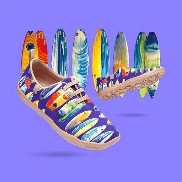 UIN Women's Canvas Sneakers Walking Casual Shoes (Moguer Shark Or Surfboard)