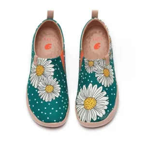 UIN Women's Fashion Floral Canvas Slip-On Ladies Travel Shoes (Starnight Daisy)