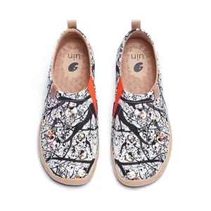 UIN Women's Art Painted Slip Ons Flats Painted Canvas Shoe (Pomegranate)