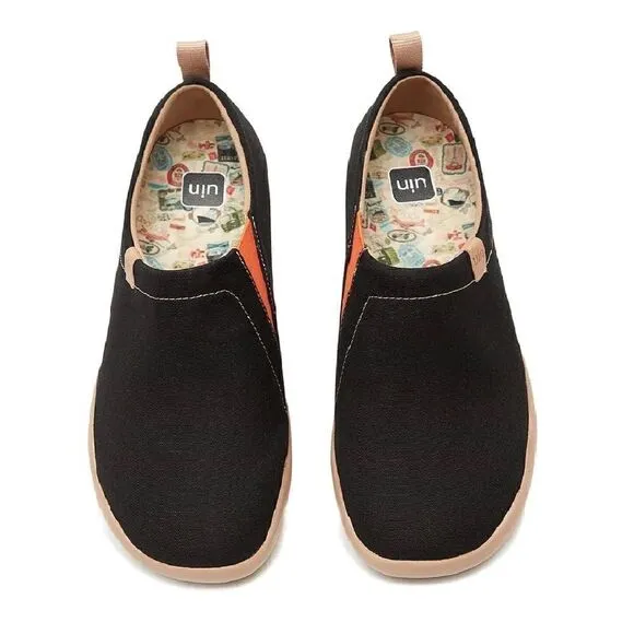 UIN Women's Canvas Lightweight Flats Walking Casual Loafers (Toledo Black)