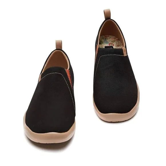 UIN Women's Canvas Lightweight Flats Walking Casual Loafers (Toledo Black)