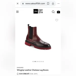 UNGARO Wingtip Leather Chelsea Lug Boots 10.5