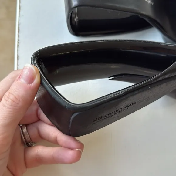 United Nude Mobius Mid Slip On Sandal Black Slides Wedge 37