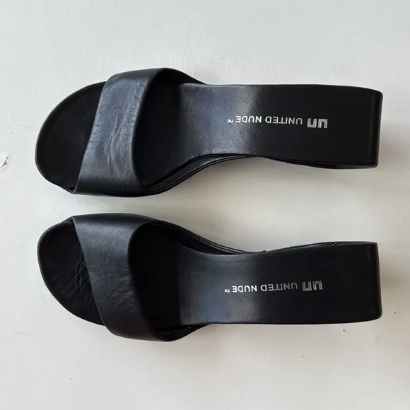 United Nude Mobius Mid Slip On Sandal Black Slides Wedge 37