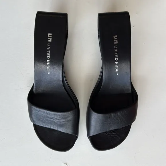 United Nude Mobius Mid Slip On Sandal Black Slides Wedge 37