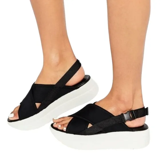 Vagabond Daria Chunky Platform Sandals 37 7 Slingback Neoprene Criss Cross Wedge
